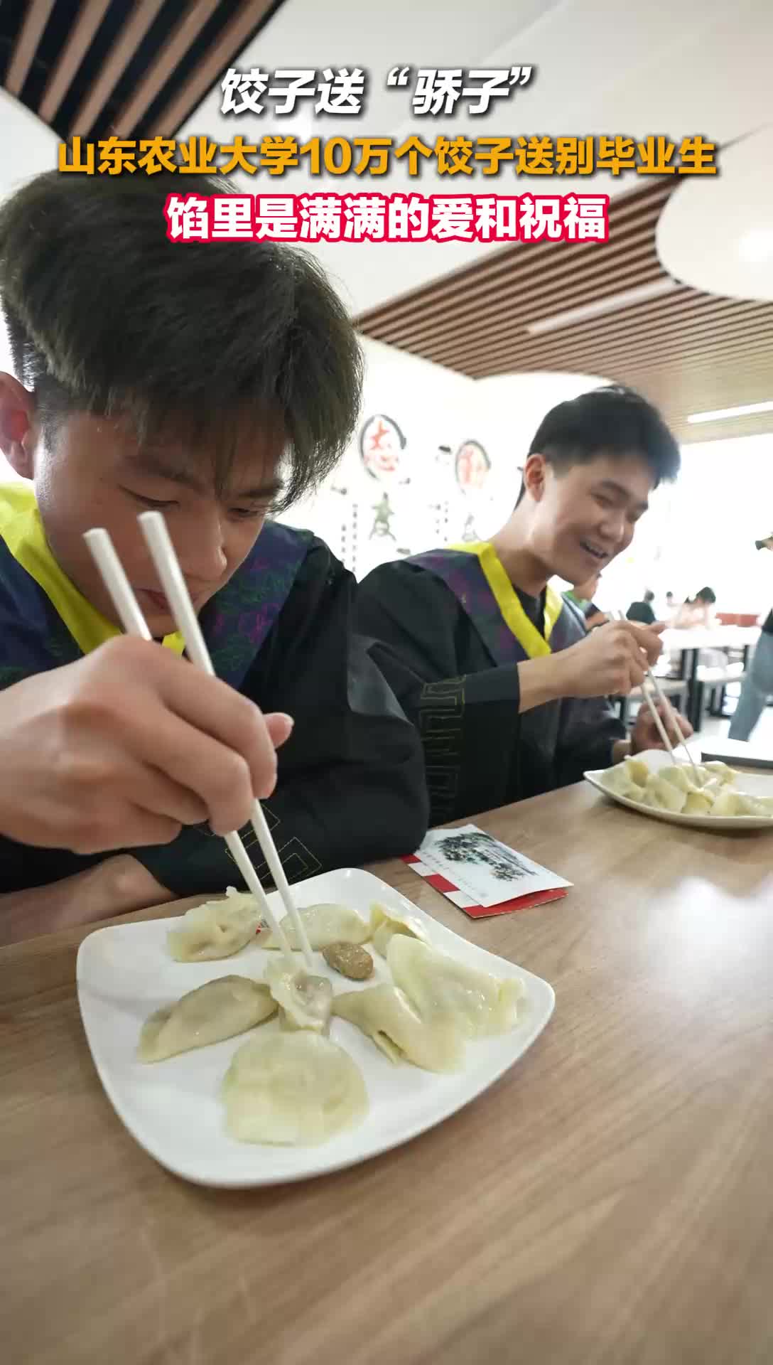 饺子送“骄子”！山东农业大学10万个饺子送别毕业生 馅里是满满的爱和祝福