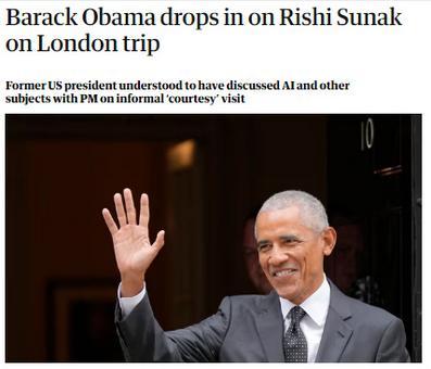 外媒：奥巴马突访英国 与苏纳克展开“一对一讨论”