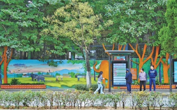 3D彩绘与绿植巧妙结合，济南马路边增添一处“艺术空间”