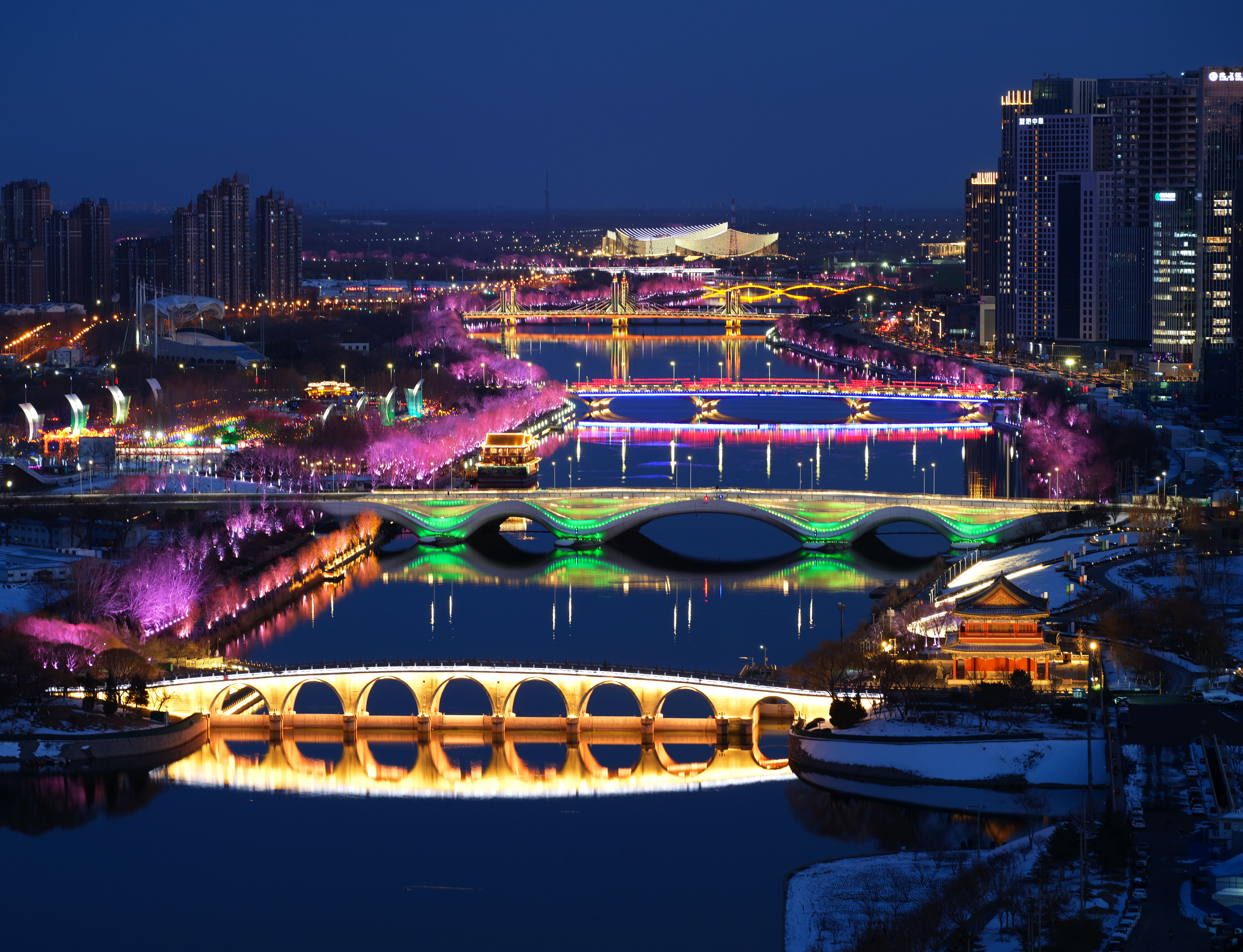 2024年2月22日,京杭大运河北京通州段夜景