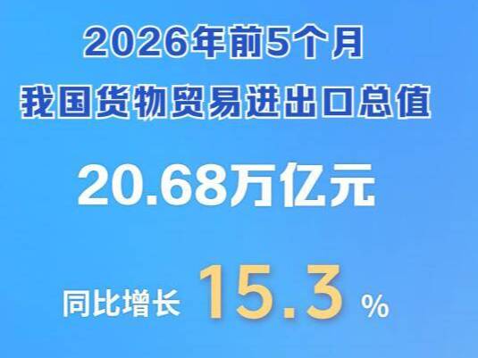 前5个月我国货物贸易进出口增长15.3%